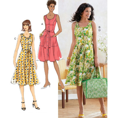 Střih Butterick 6674 propínací šaty, taška