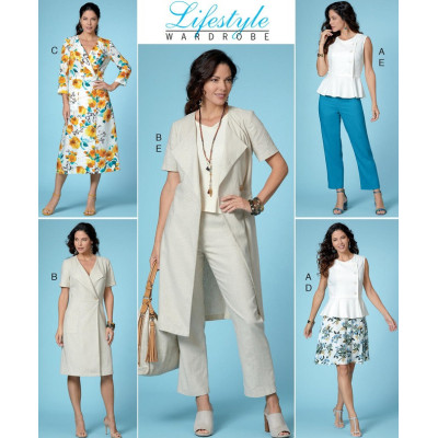 Střih Butterick 6670 košilové šaty, kabátek, top, kalhoty, sukně