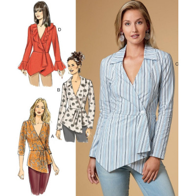 Střih Butterick 6629 zavinovací košile, halenka peplum