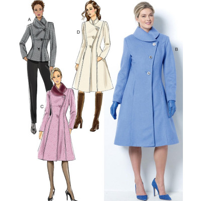 Střih Butterick 6497 áčkový kabát (4 varianty)