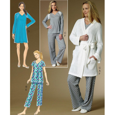 Střih Butterick 6428 pyžamo, noční košile, župan