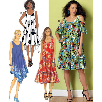Střih Butterick 6350 volné šaty na ramínka, tílkové šaty