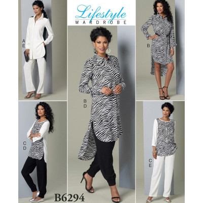 Střih Butterick 6294 košilové šaty, košile, tunika, kalhoty