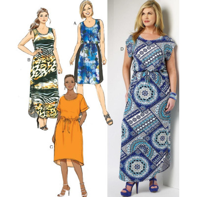 Střih Butterick 6210 tričkové šaty se stahováním v pase