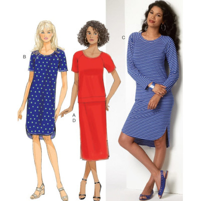 Střih Butterick 6207 tričkové šaty, tričko, sukně