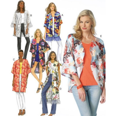 Střih Butterick 6176 kimono, kardigan (6 variant)