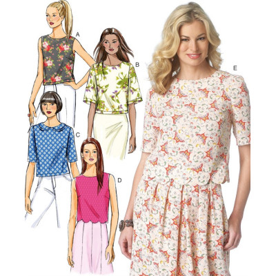 Střih Butterick 6175 krátké tričko, krajkové tričko, top