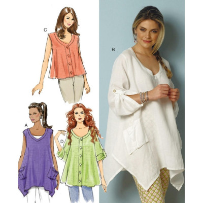 Střih Butterick 6056 propínací halenka, tunika