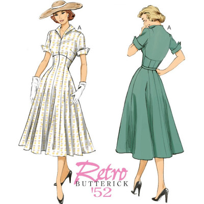 Střih Butterick 6018 Retro košilové šaty