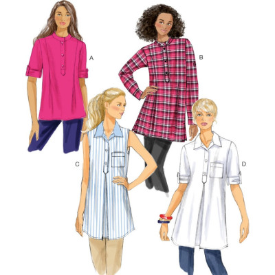 Střih Butterick 6099 volná tunika, košile, košile bez rukávů