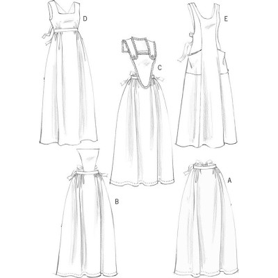 Střih Butterick 5509 historické zástěry (5 variant)