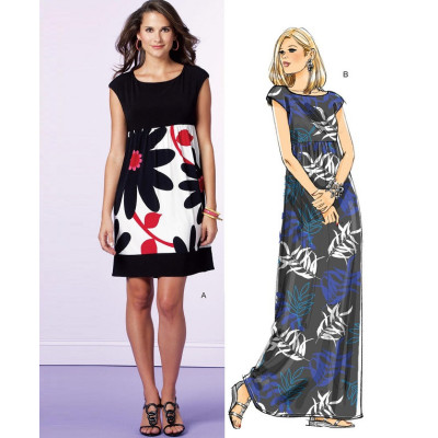 Střih Butterick 5456 tričkové šaty, maxi šaty