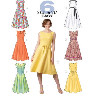 Střih Butterick 4443 áčkové šaty (6 variant)