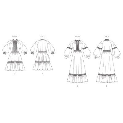 Střih Vogue 2004 halenkové šaty, nabírané šaty, boho šaty