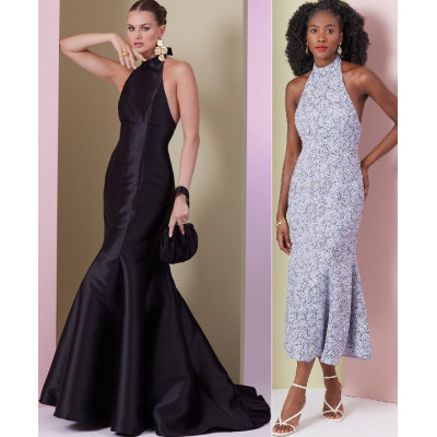 Střih Vogue 2010 večerní šaty s vlečkou, šaty za krk