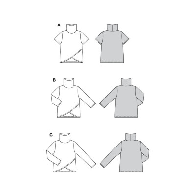 Střih Burda 5790, návod k šití: zavinovací rolák, mikina s rolákem