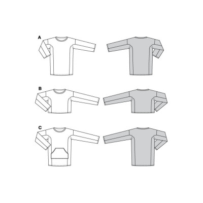 Střih Burda 5788, návod k šití: volná mikina, dlouhá mikina, krátká mikina