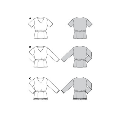 Střih Burda 5786, návod k šití: tričko s gumou v pase