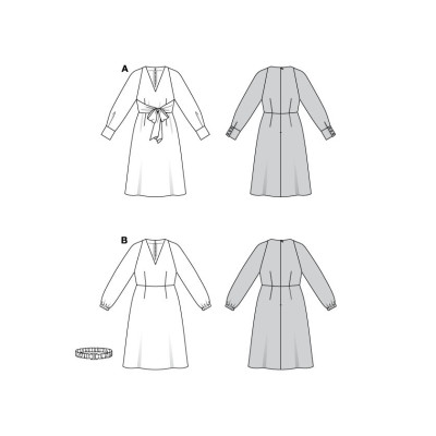 Střih Burda 5777, návod k šití: šaty s rozšířenou sukní, midi šaty, koktejlové šaty