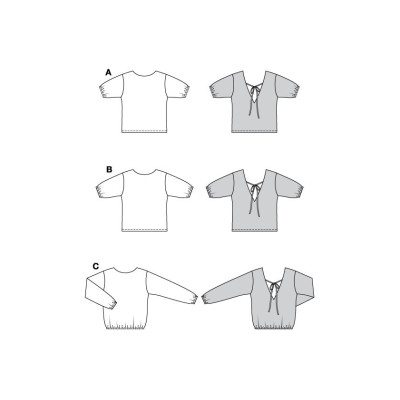 Střih Burda 5771, návod k šití: halenka s výstřihem na zádech, top se zavazováním na zádech
