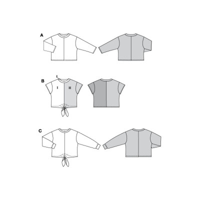Střih Burda 5763, návod k šití: volné tričko se zavazováním na uzel, mikina