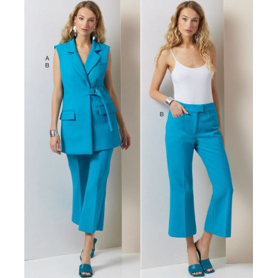 Střih Vogue 2036 vesta, zvonové kalhoty s vysokým pasem