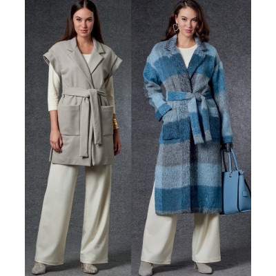 Střih Vogue 1758 rovný kabát, vesta, kalhoty s gumou v pase