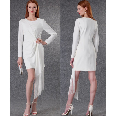 Střih Vogue 1776 šaty s drapé a třásněmi, Badgley Mischka