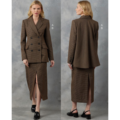 Střih Vogue 2056 dámský kostýmek, dvouřadé sako, sukně
