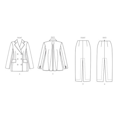 Střih Vogue 2056 dámský kostýmek, dvouřadé sako, sukně