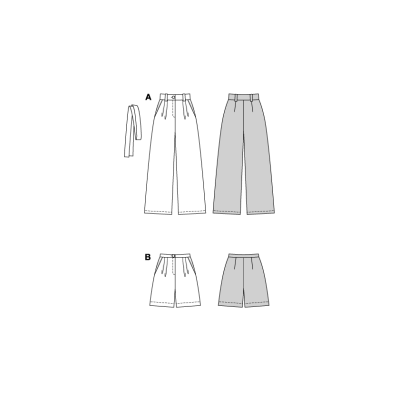 Střih Burda 5718, návod k šití: kalhoty marlene se širokými nohavicemi, šortky