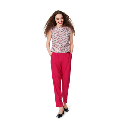 Střih Burda 5727, návod k šití: halenka s propínáním na zádech, top bez rukávů, crop top