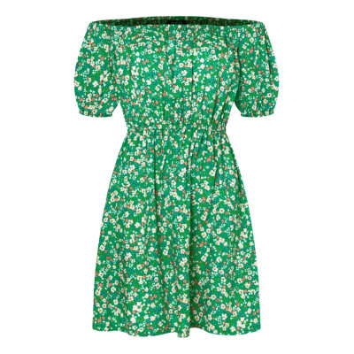 Střih Burda 5728, návod k šití: šaty s volánky, nabírané šaty, šaty se spadlými rameny, šaty Carmen