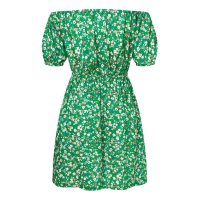 Střih Burda 5728, návod k šití: šaty s volánky, nabírané šaty, šaty se spadlými rameny, šaty Carmen