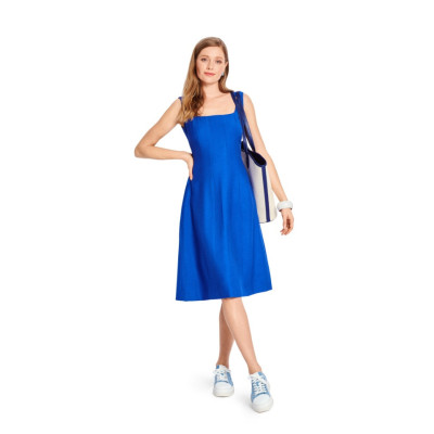 Střih Burda 5736, návod k šití: šaty na ramínka, šaty s rozšířenou sukní, lněné šaty