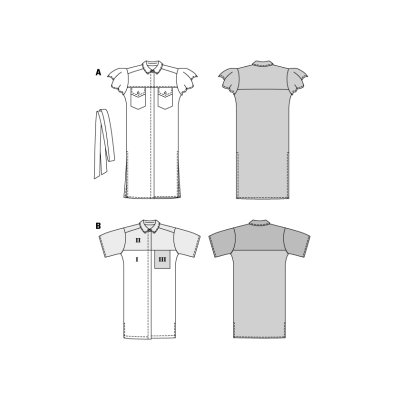 Střih Burda 5742, návod k šití: košilové šaty, sportovní šaty, polo šaty