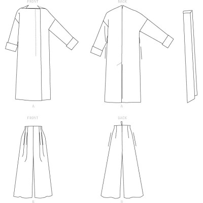 Střih Vogue 1619 kalhoty se širokými nohavicemi se sklady, kabát, oversized kabát, Paco Peralta BARCELONA