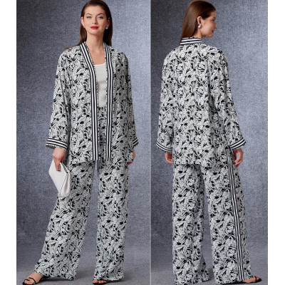 Střih Vogue 1749 vesta, sako bez podšívky, kalhoty s gumou v pase