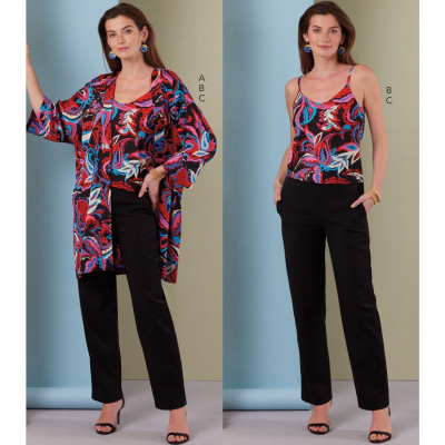 Střih Butterick 7001 volné sako, tílko, kalhoty s gumou v pase