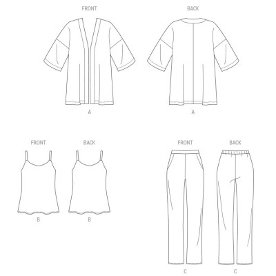 Střih Butterick 7001 volné sako, tílko, kalhoty s gumou v pase