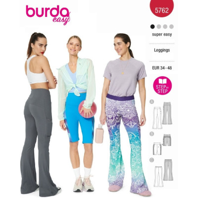 Střih Burda 5762, návod k šití: funkční kalhoty, sportovní kalhoty, legíny