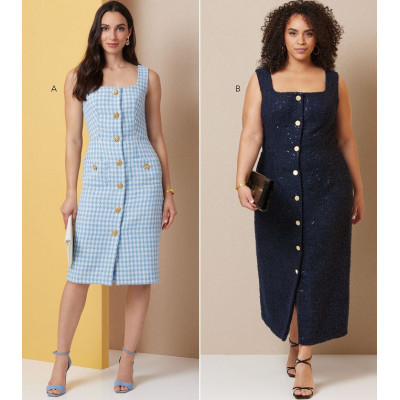 Střih Butterick 7022 propínací šaty bez rukávů, šaty s knoflíky