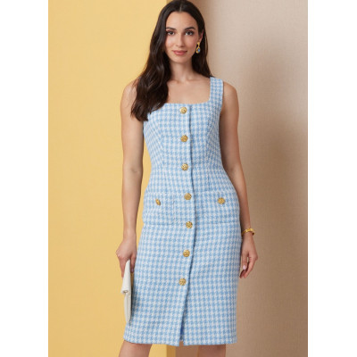 Střih Butterick 7022 propínací šaty bez rukávů, šaty s knoflíky