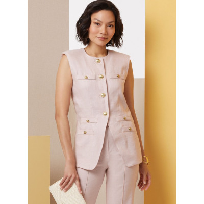 Střih Butterick 7027 vesta a kalhoty s vysokým pasem