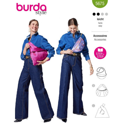 Střih Burda 5675, návod k šití: kabelka přes rameno, taška