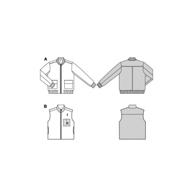 Střih Burda 5681, návod k šití: pánská bunda bluzón na zip, vesta