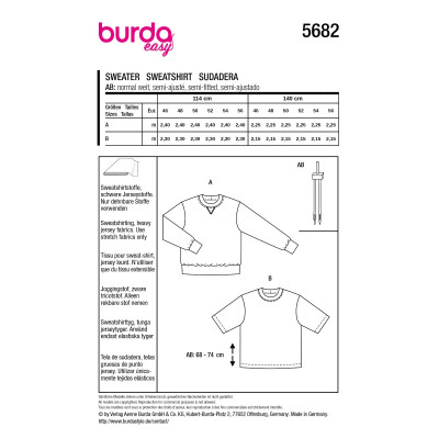 Střih Burda 5682, návod k šití: pánská mikina, pánské splývavé tričko