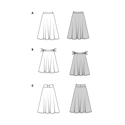 Střih Burda 5690, návod k šití: široká sukně, kolová sukně, dlouhá sukně