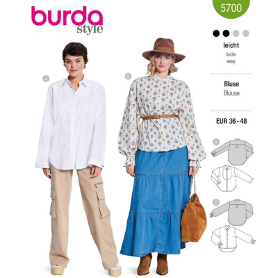 Střih Burda 5700, návod k šití: košile, skandinávská halenka