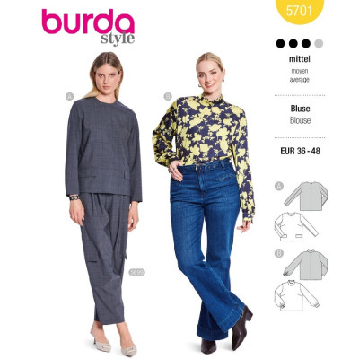 Střih Burda 5701, návod k šití: minimalistický top s dlouhým rukávem, rolák